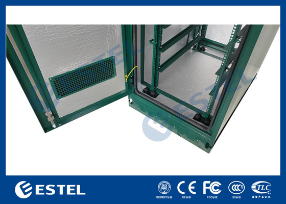 19'' Rack Outdoor Telecom Cabinet Green Color​ With 500W Air Conditioner and Fan