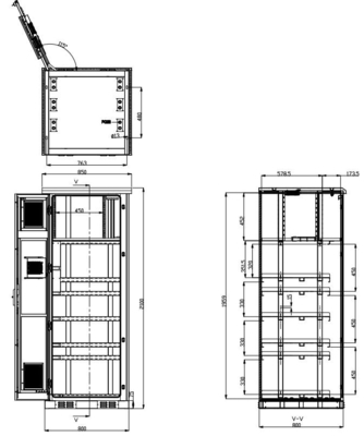 Galvanized Steel 32U Outdoor Telecom Enclosure Equipped With 4 Fans Cooling