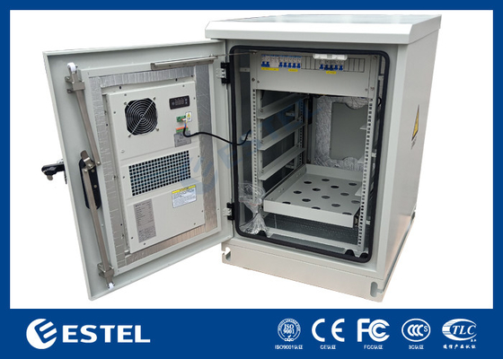 Floor Mounted 19inch Rack With Dual Doors And Air Conditioner For Outdoor Telecom Cabinet
