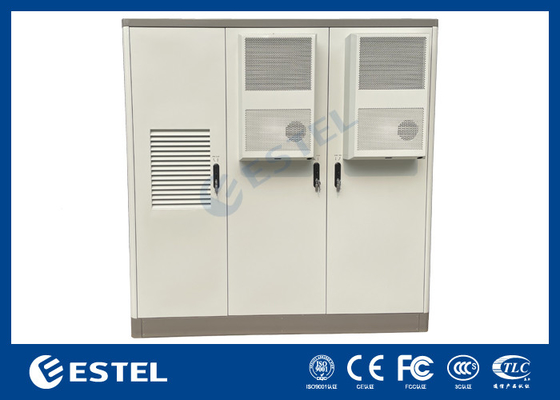 Galvanized Steel Three Compartments Shelter Outdoor Rack Enclosures Integrated With Cooling