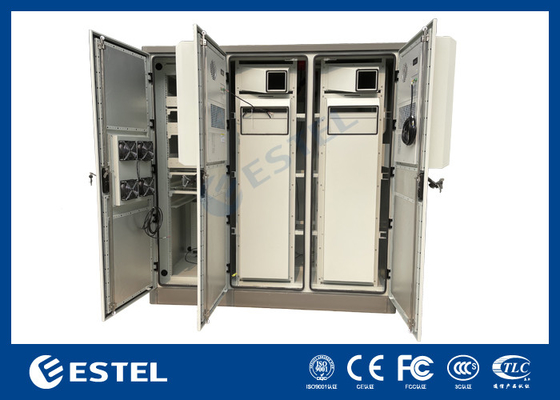 Galvanized Steel Three Compartments Shelter Outdoor Rack Enclosures Integrated With Cooling