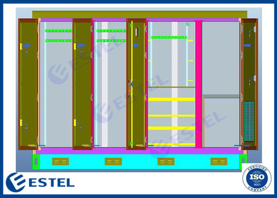 42U 4 Compartment Weatherproof Telecom Enclosure With Fans