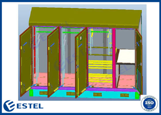 42U 4 Compartment Weatherproof Telecom Enclosure With Fans