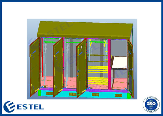 42U 4 Compartment Weatherproof Telecom Enclosure With Fans