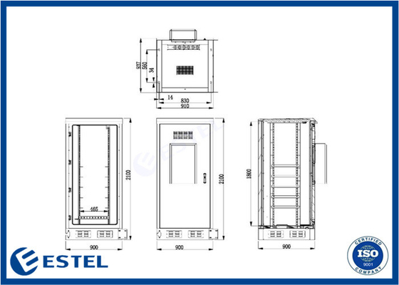 2100mm Height 40U Outdoor Telecom Cabinet IP55 Anti Corrosion