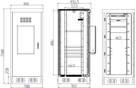 IP55 Outdoor Telecom Enclosure 19 Inch Rack 40U Weatherproof Electrical Cabinet