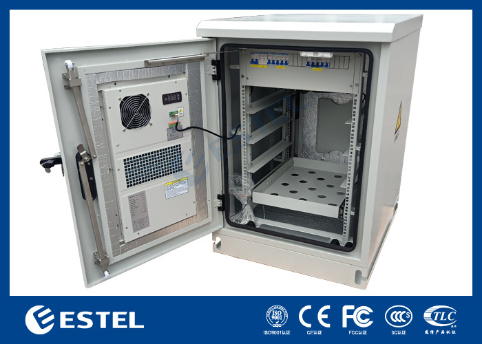 Floor Mounted 19inch Rack With Dual Doors And Air Conditioner For Outdoor Telecom Cabinet